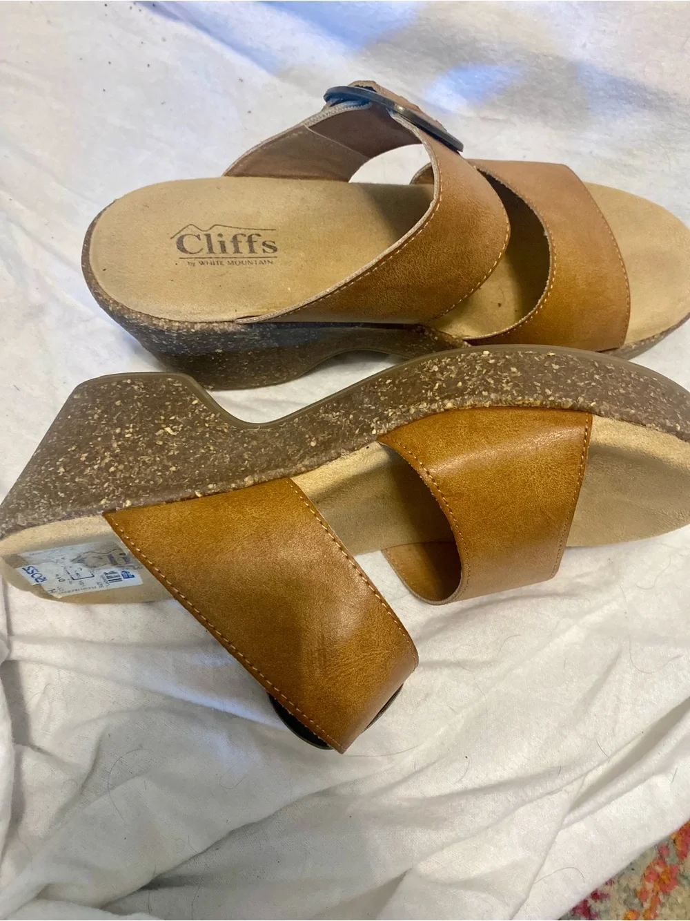 Cliffs by WHITE MOUNTAIN Cicada Tan Double-Band Cork Platform Sandals 8.5